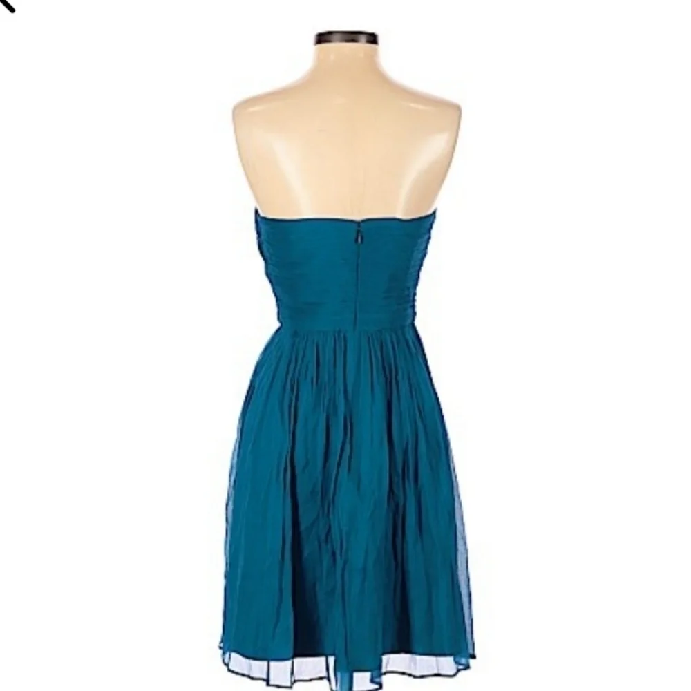 Vtg J Crew Arabelle teal silk strapless formal cocktail dress 2